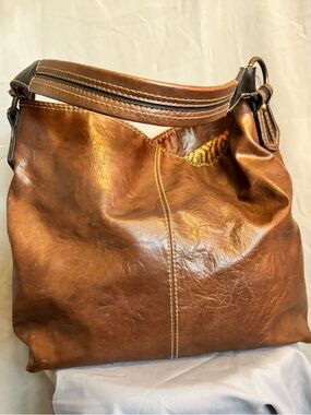 Axcess Rich Brown Leather Hobo Shoulder Bag